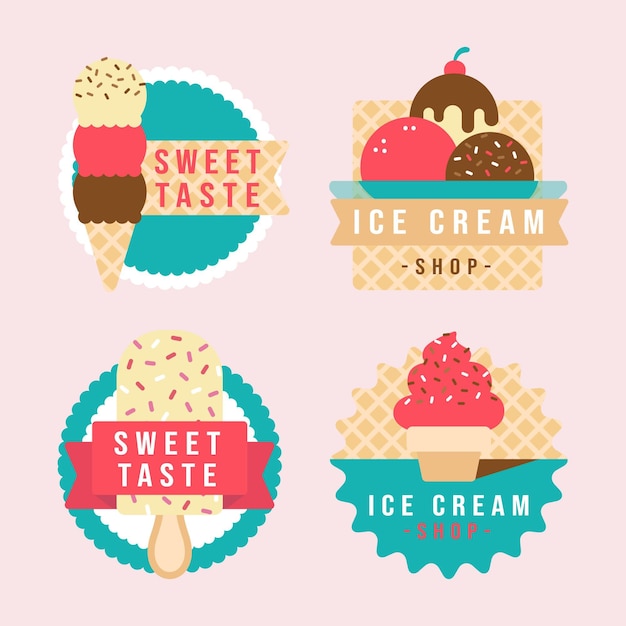 Free Vector | Flat ice cream label collection