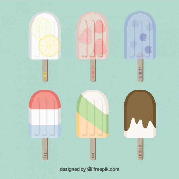 Flat ice-creams in pastel colors
