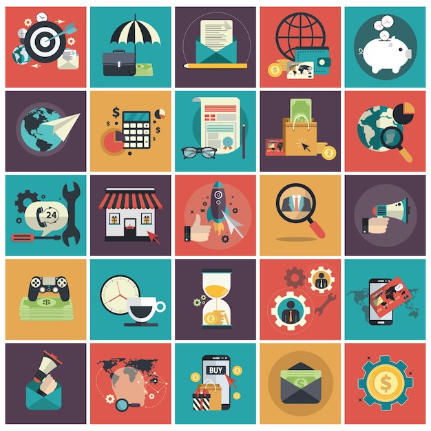 Download Flat icon set for business Vector | Free Download