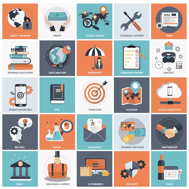Download Free Vector | Flat icon set for business