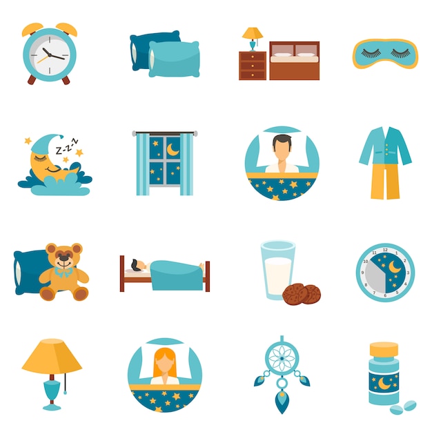 Flat icons sleep time Free Vector