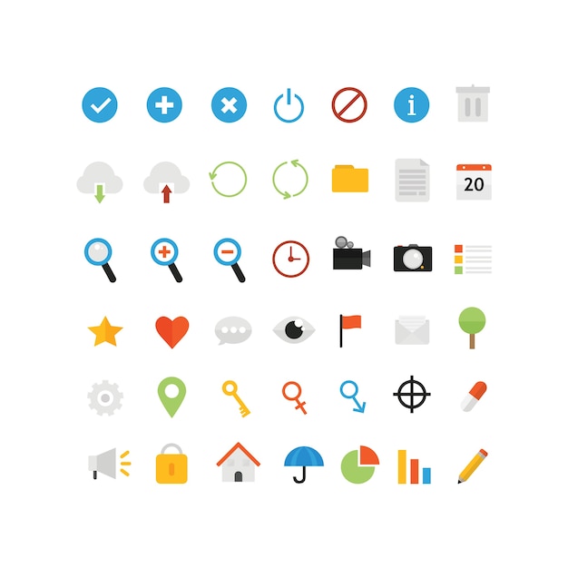 Flat icons for ui design Premium Vector