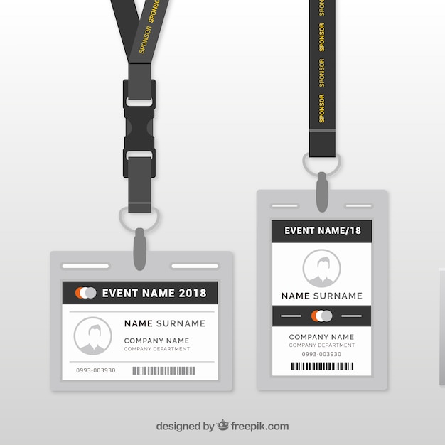 Premium Vector Flat Id Card Template With Clasp And Lanyard