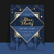 Free Vector Flat Iftar Invitation Template With Different Elements