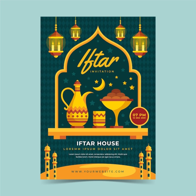 free-vector-flat-iftar-invitation-template