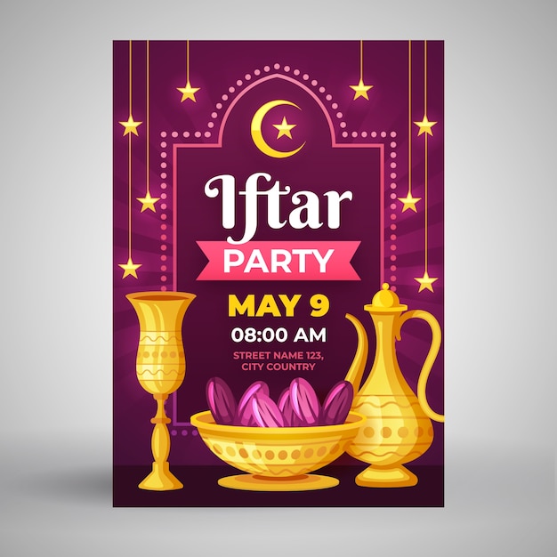 flat-iftar-invitation-template-free-vector