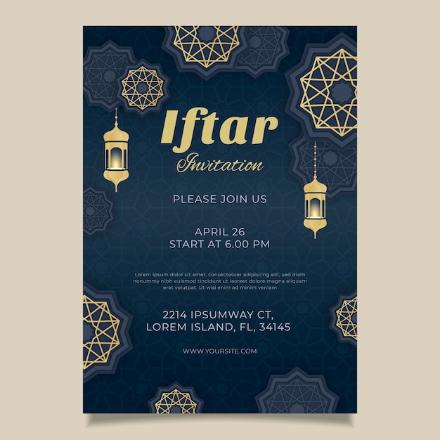 free-vector-flat-iftar-invitation-template