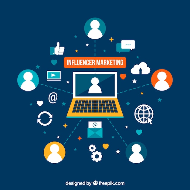 Flat illustration influencer marketing Vector | Free Download