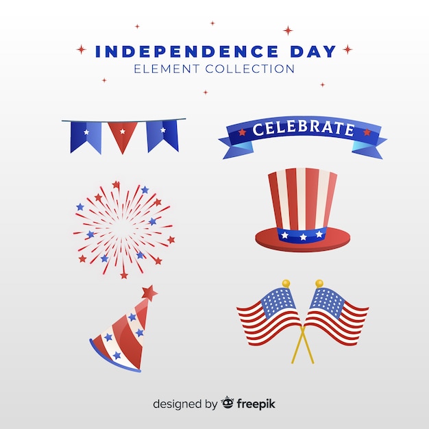 Download Flat independence day element collection Vector | Free ...