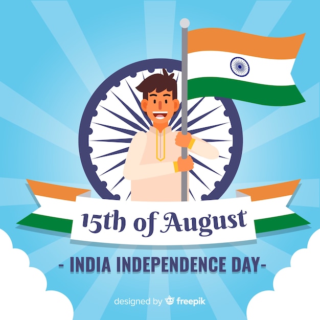 Flat india independence day background Free Vector