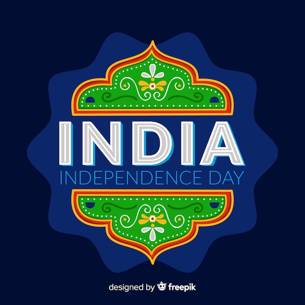 Flat india independence day background Free Vector