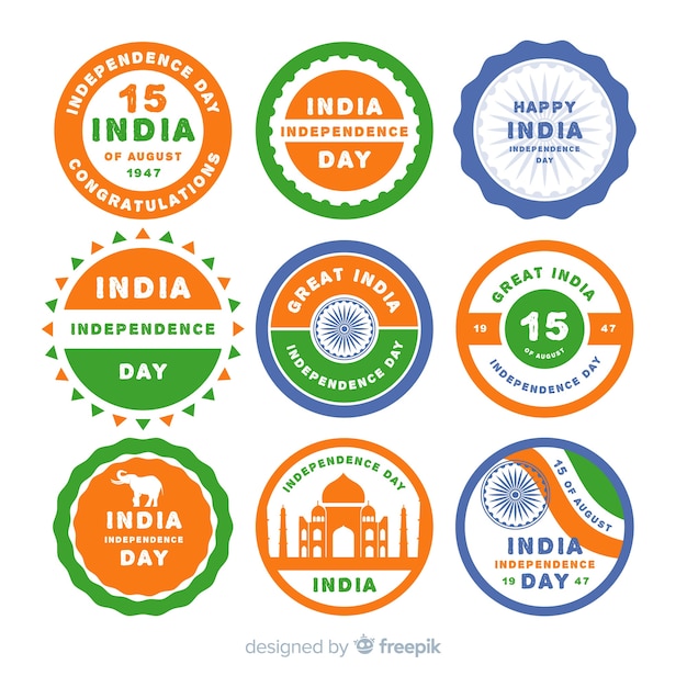 Download Free Download Free Flat India Independence Day Badge Collection Vector Use our free logo maker to create a logo and build your brand. Put your logo on business cards, promotional products, or your website for brand visibility.