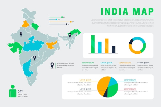 Free Vector | Flat india map infographics