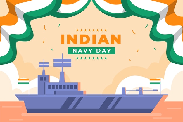 Premium Vector | Flat indian navy day background