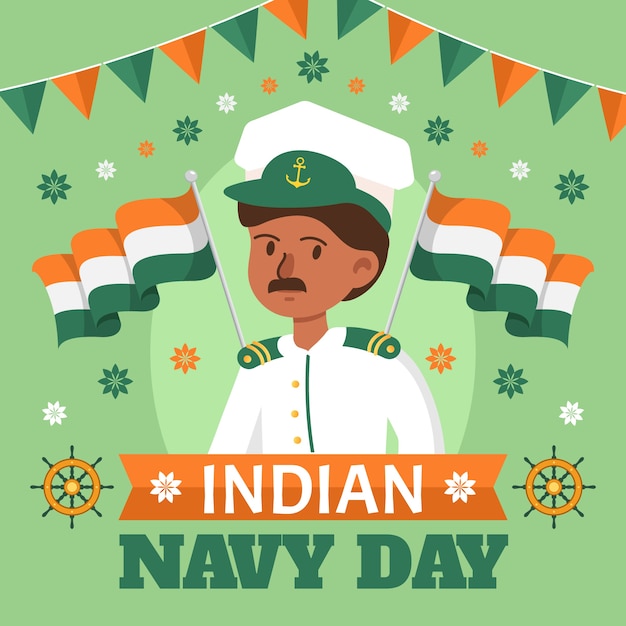 Free Vector | Flat indian navy day illustration