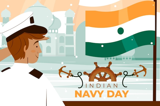 Premium Vector | Flat indian navy day illustration