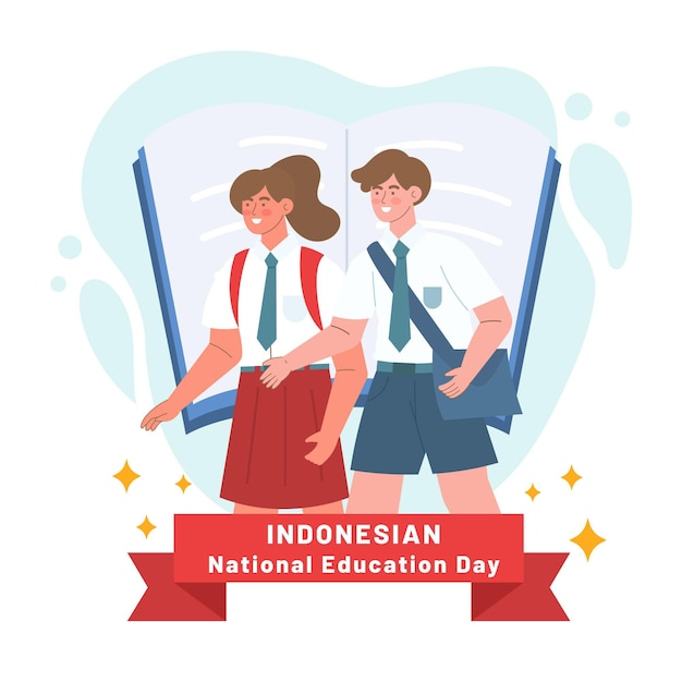 Flat indonesian national education day illustration Premium Vector