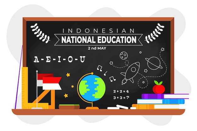 Flat indonesian national education day illustration Premium Vector