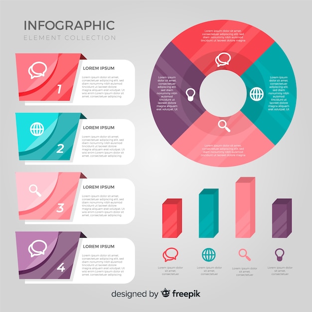 Flat infographic element collection Free Vector