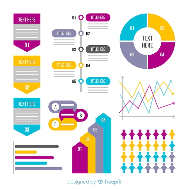 Flat infographic element collection Free Vector