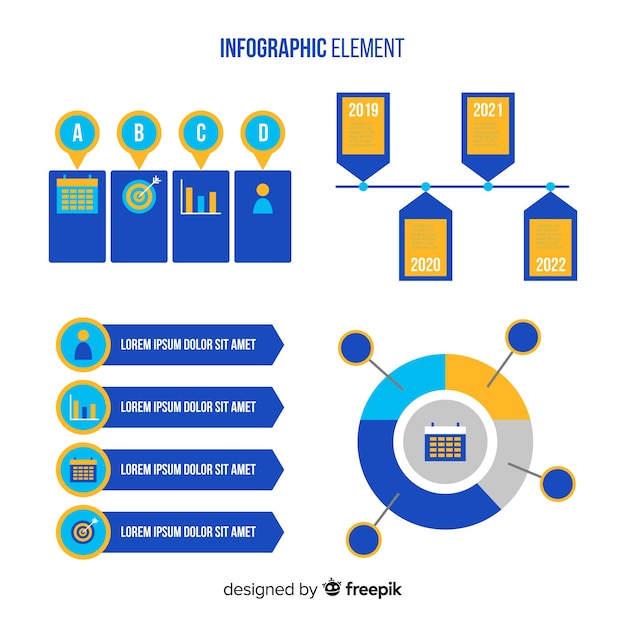 Flat infographic element collection Free Vector