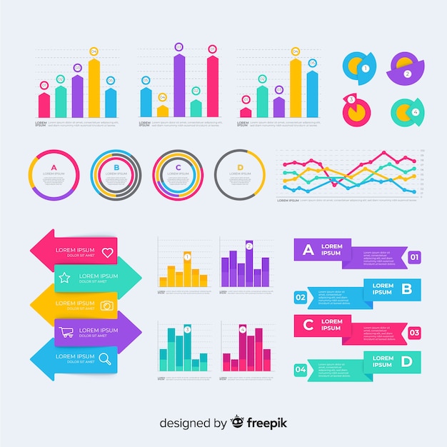 Flat infographic element collection Free Vector