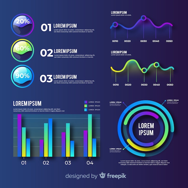 Flat infographic element set Free Vector