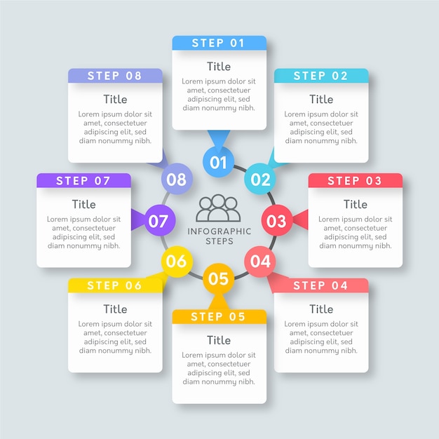 Flat infographic steps template Free Vector