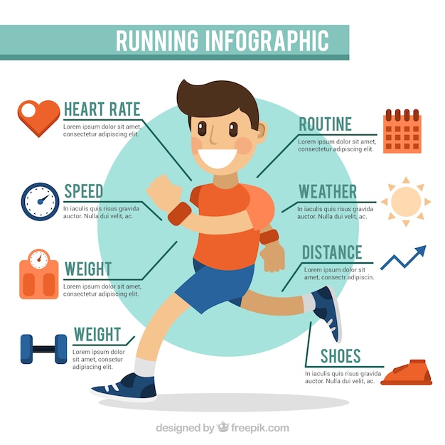 Flat infographic template of smiling runner Vector | Free Download