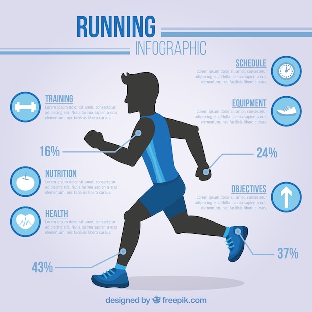 Free Vector | Flat infographic template with man running