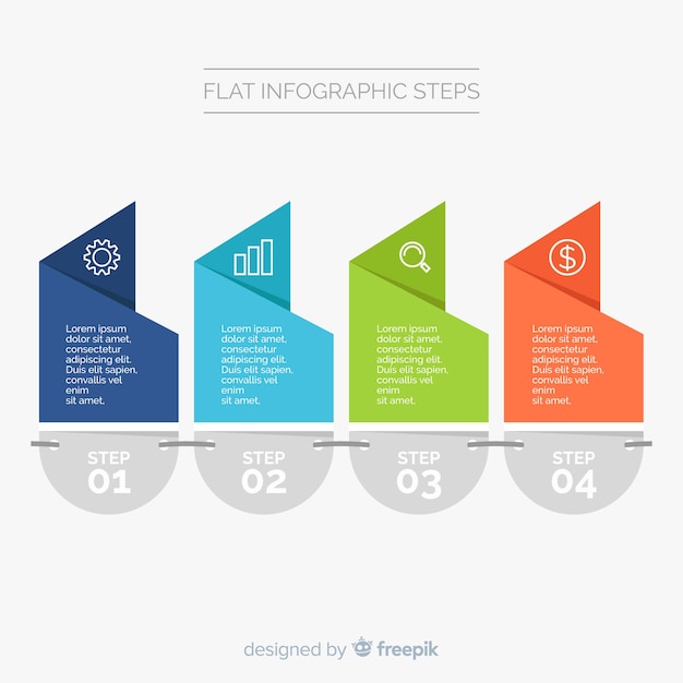 Flat infographic template with steps Free Vector