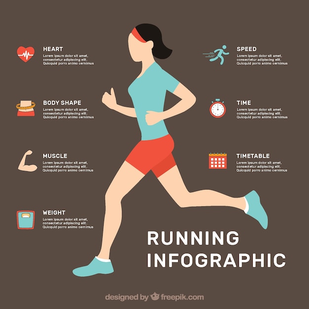 Free Vector | Flat infographic template of woman running