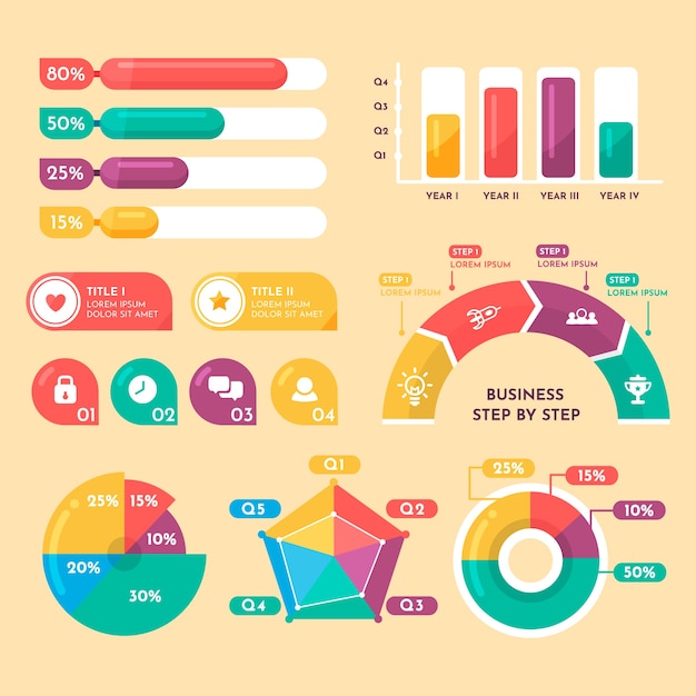 Flat infographic with retro colors Free Vector