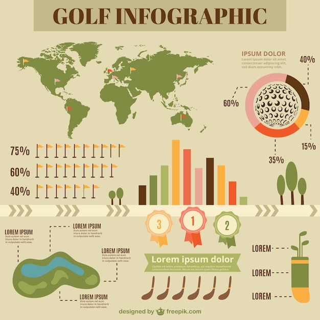 Flat infography of golf