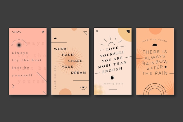 Free Vector | Flat inspirational quotes instagram story collection