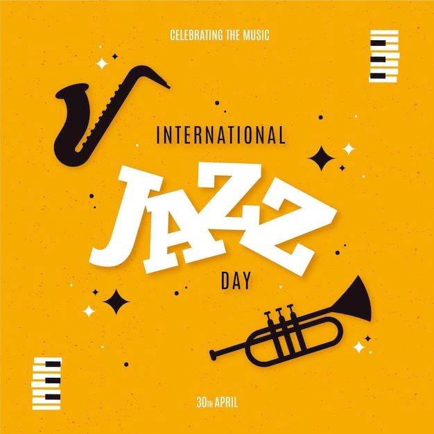 Free Vector Flat international jazz day illustration