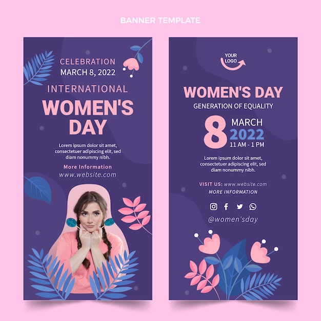 Free Vector | Flat International Women's Day Vertical Banners Set