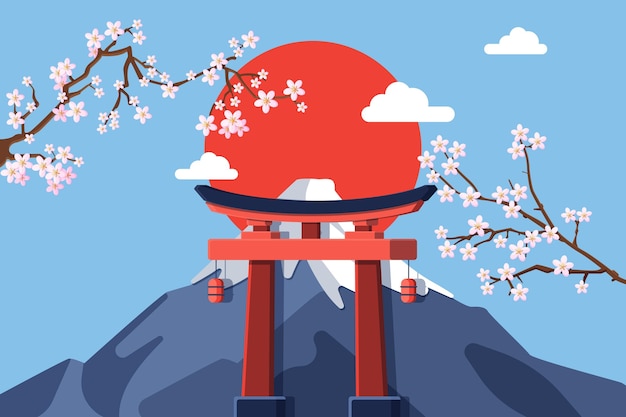 Flat japan background Free Vector