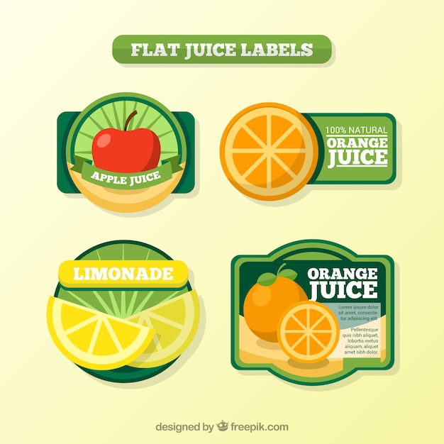 Free Vector Flat Juice Labels Set 