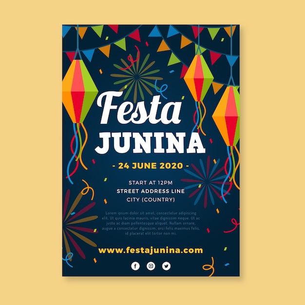 Free Vector | Flat june festival flyer template