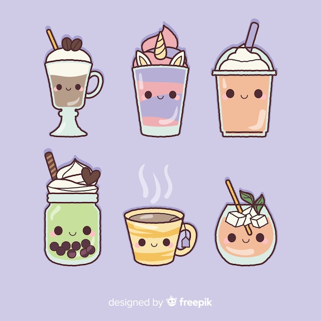 Free Vector Flat kawaii food collection