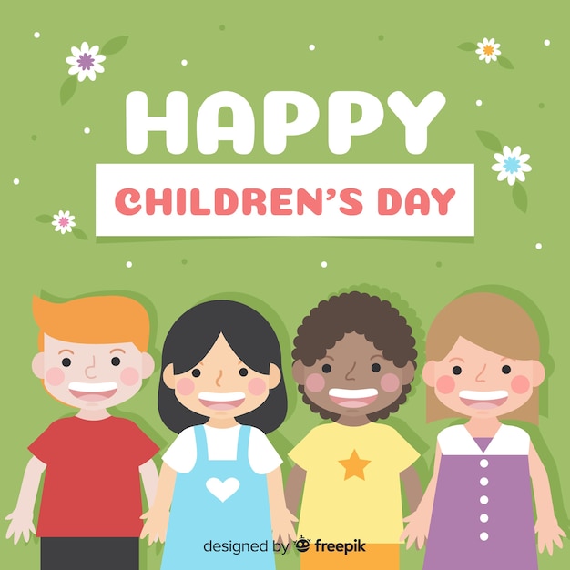 Free Vector | Flat kids childrens day background