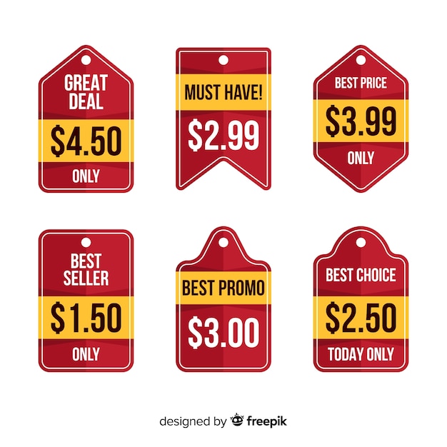 Flat labels price list collection Free Vector