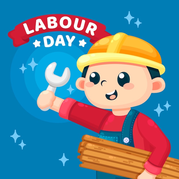 Flat labour day background | Free Vector