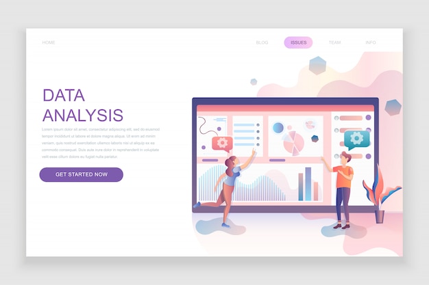 Premium Vector | Flat landing page template of auditing, data analysis