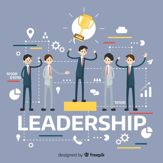 Premium Vector | Leadership Concept With People Scene In Flat Outline