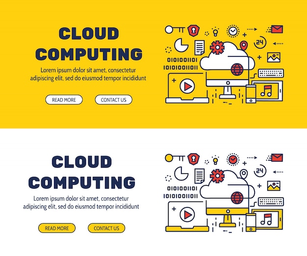 Premium Vector Flat Line Icons Design Of Cloud Computing And Elements 5946