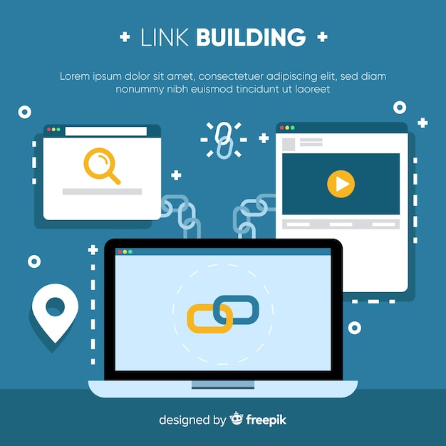 Flat link building background Free Vector