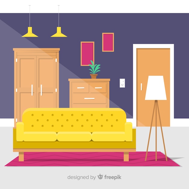 Free Vector | Flat living room background