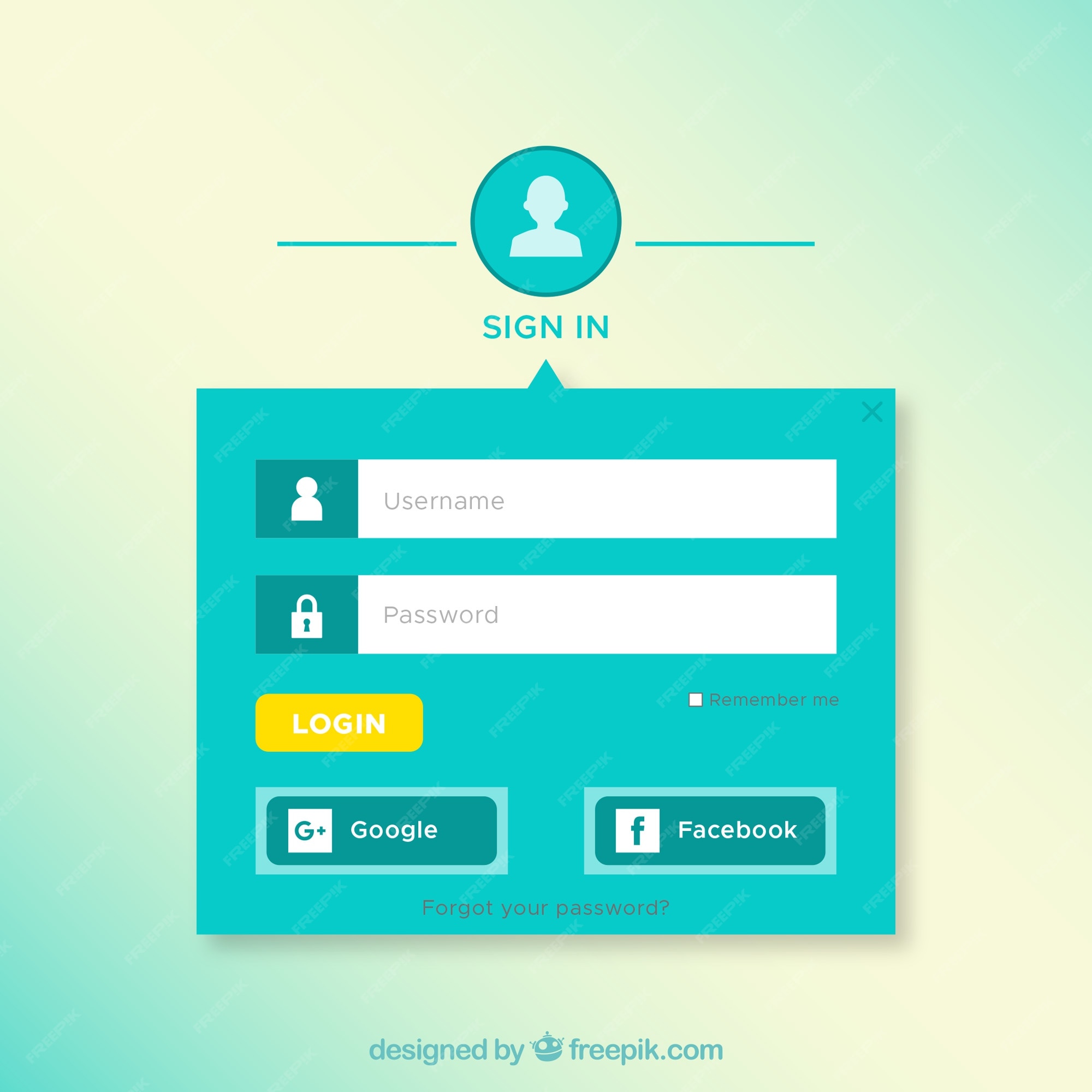 Premium Vector | Flat login form design